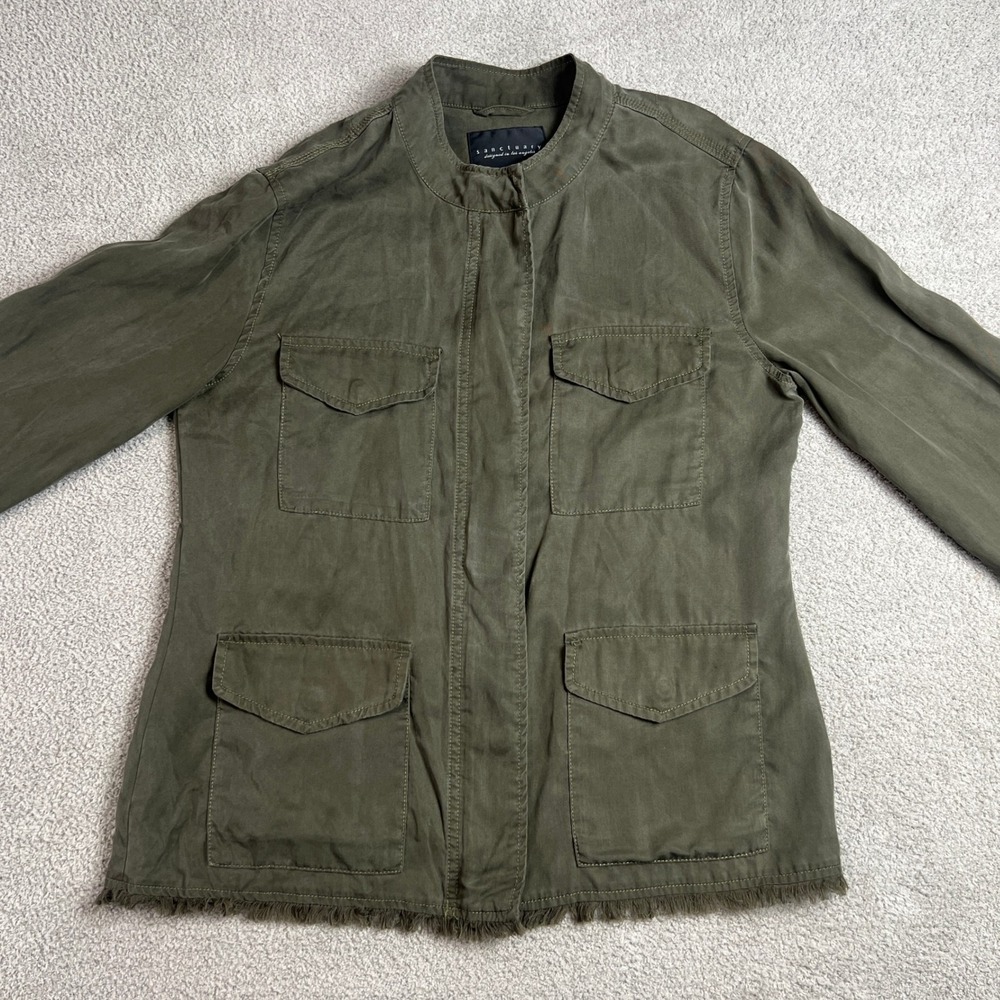 Sanctuary Womens Jacket Small Olive Green Utility Button Front